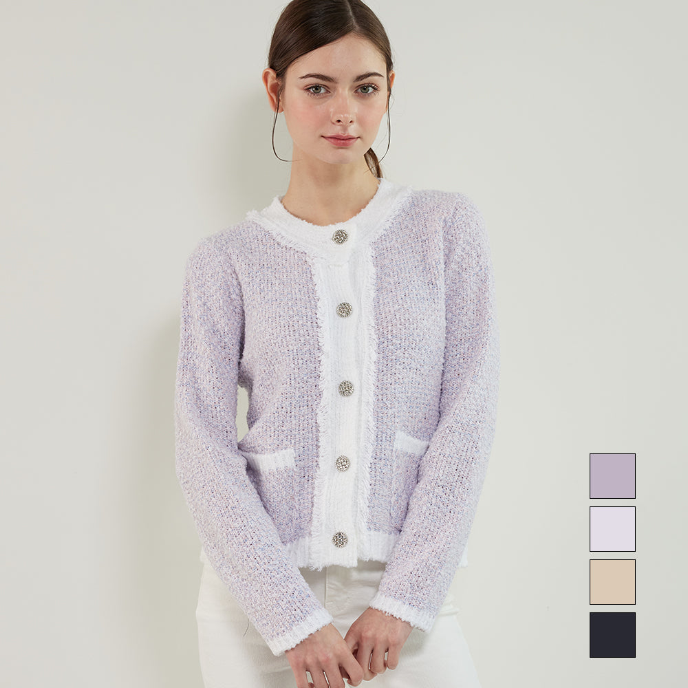 아나카프리 트위드 실루엣 니트 가디건_CPS3SCD009A