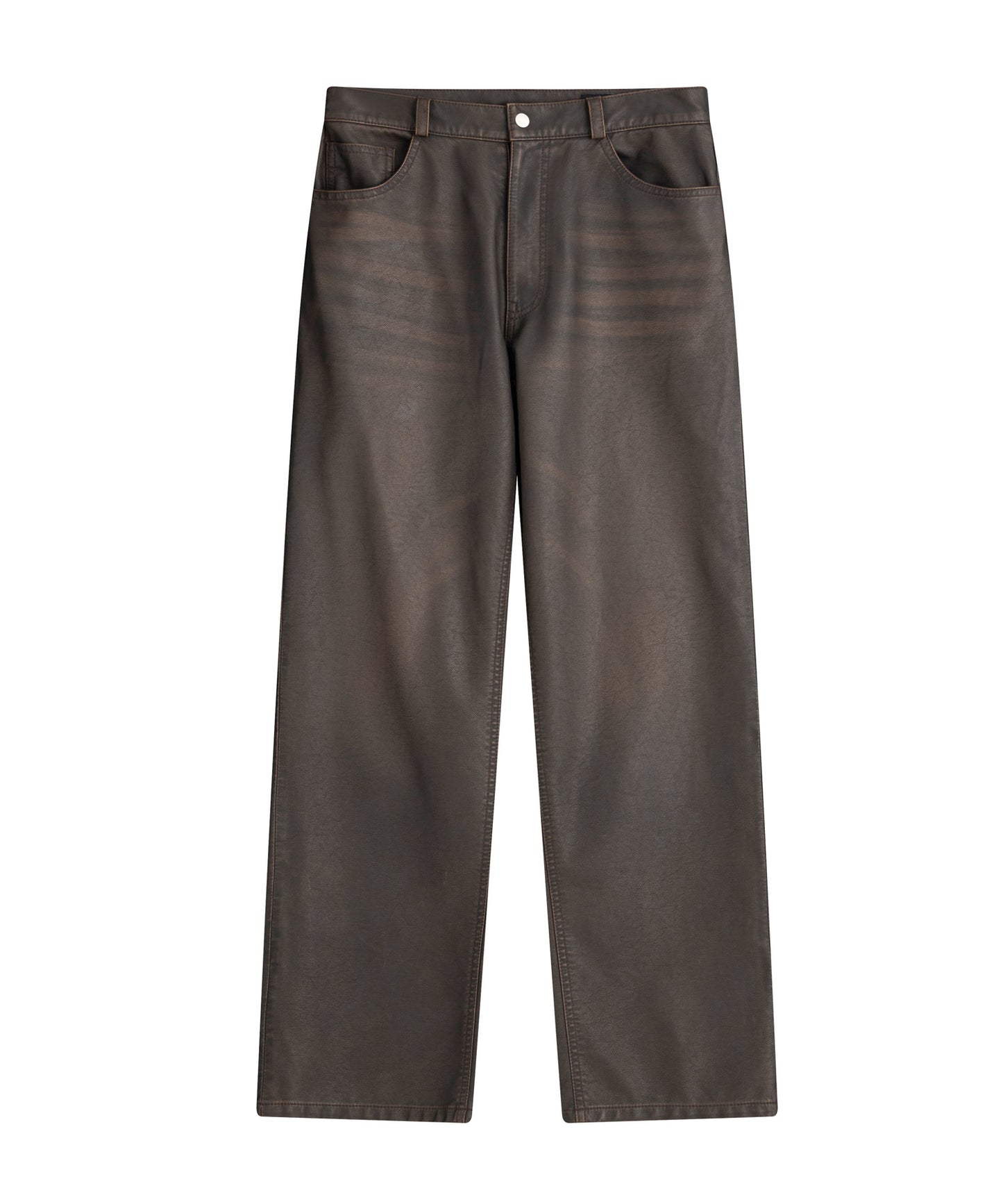 크랙 레더 루즈 팬츠 (브라운)