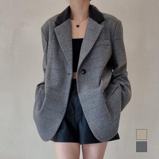 아나카프리 미니멀 헤링본 울 자켓_CPG3SJK003M